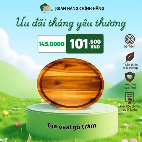 Dĩa oval gỗ tràm
