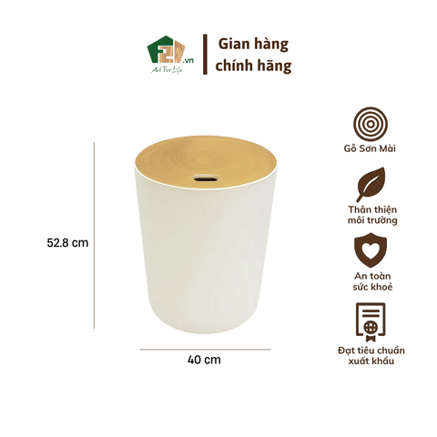 Thùng tròn sơn mài có nắp thụt