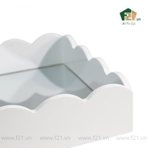 Khay chữ nhật sơn mài mặt gương viền lượn sóng