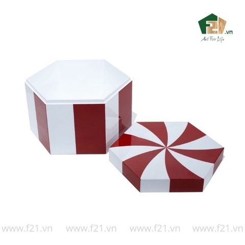 Hộp đựng lục giác sơn mài họa tiết
