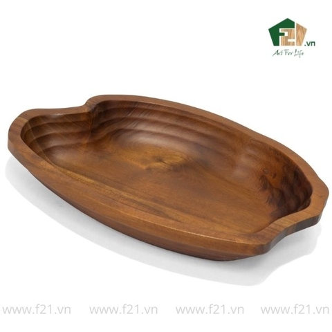 Tô oval gỗ tự nhiên dáng bất đối xứng