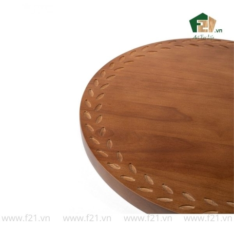 Thớt tròn gỗ tự nhiên có tay cầm viền họa tiết