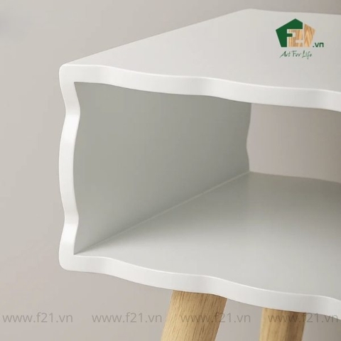 Bàn góc chữ nhật sơn mài viền lượn sóng