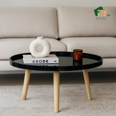 Bàn tròn cà phê sơn 3 chân sơn mài