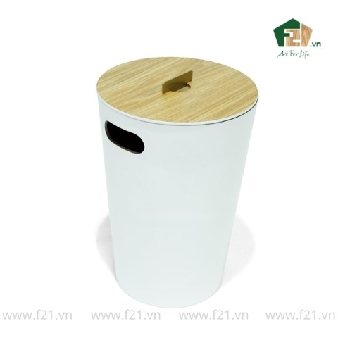 Thùng đựng đồ hình trụ sơn mài nắp gỗ Ash