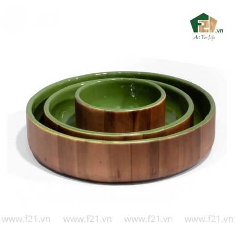 Tô tròn gỗ tự nhiên thiết kế 2 tone màu