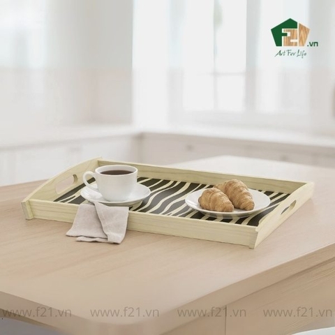 Khay chữ nhật gỗ tự nhiên họa tiết ngựa vằn