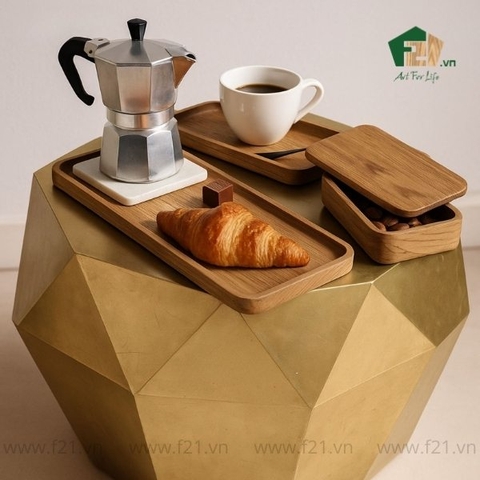 Bàn trà sơn mài phủ bạc hình kim cương