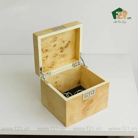Hộp trang sức vuông vân burl độc đáo