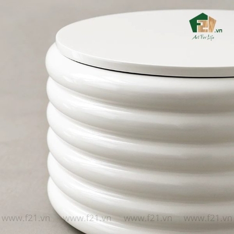 Hộp đựng tròn sơn mài vân rãnh nổi