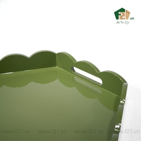 Khay lục giác sơn mài viền lượn sóng