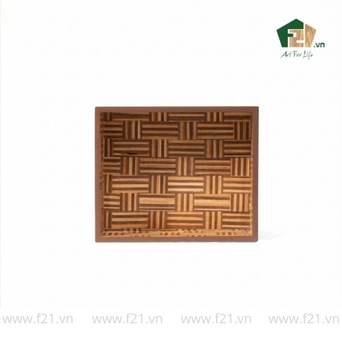 Khay vuông gỗ tự nhiên họa tiết đan