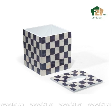 Hộp đựng khăn giấy sơn mài họa tiết caro