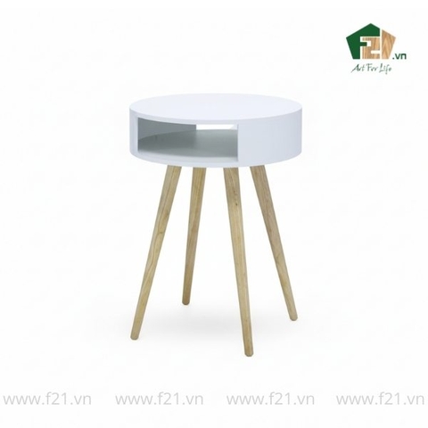 Bàn phụ tròn sơn mài có ngăn hở