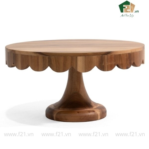 Giá đỡ bánh hình tròn viền lượn sóng gỗ tự nhiên