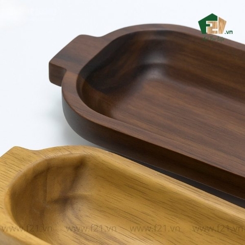 Đĩa chữ nhật gỗ tự nhiên bo góc tròn