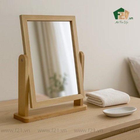 Gương vuông để bàn gỗ Ash