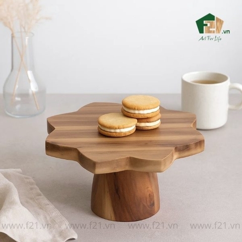 Giá đỡ bánh hình hoa cánh nhọn gỗ tự nhiên