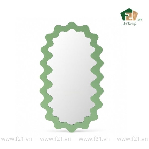 Gương treo tường hình oval lượn sóng sơn mài