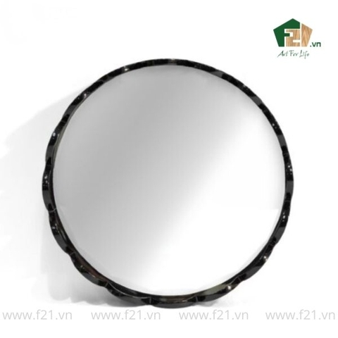 Khay tròn sơn mài mặt gương viền lượn sóng