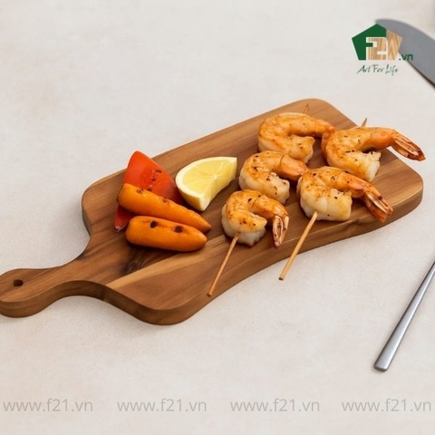 Thớt chữ nhật gỗ tự nhiên kiểu dáng bất đối xứng