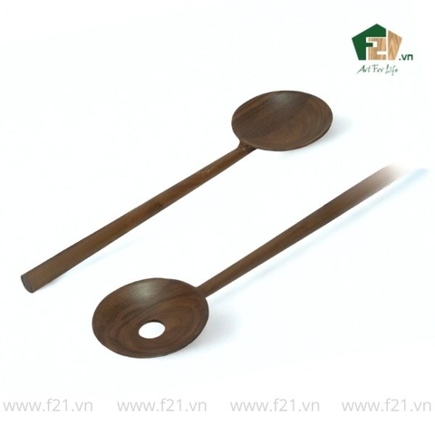 Bộ muỗng gỗ tự nhiên có lỗ tròn tiện lợi