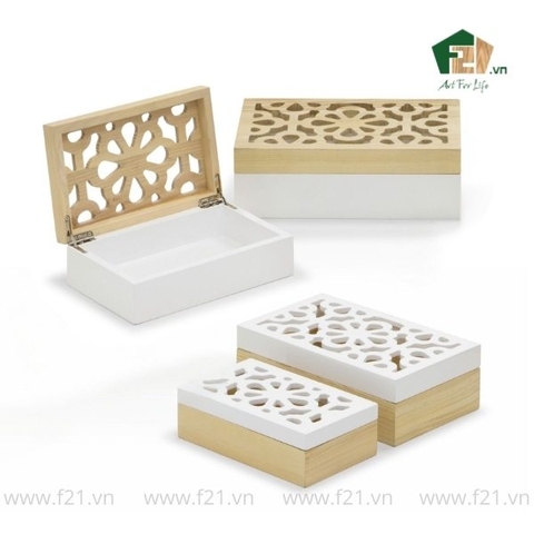 Hộp đựng chữ nhật nắp khoét lỗ họa tiết