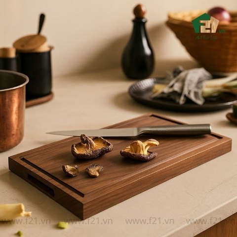 Thớt chữ nhật gỗ tự nhiên viền rãnh