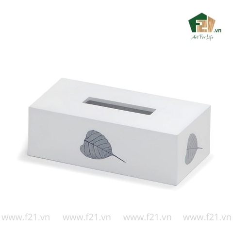 Hộp chữ nhật đựng khăn giấy sơn mài họa tiết lá