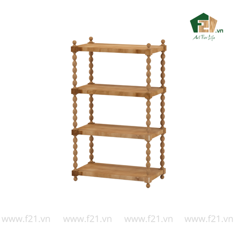 Kệ chữ nhật 4 tầng gỗ với trụ chuỗi oval đẹp mắt