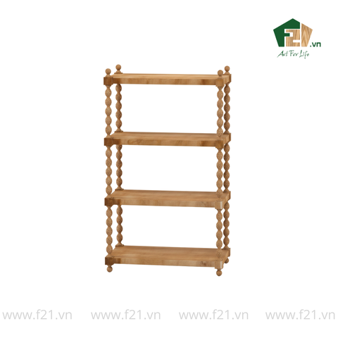 Kệ chữ nhật 4 tầng gỗ với trụ chuỗi oval đẹp mắt