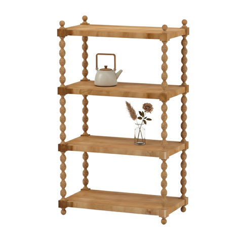 Kệ chữ nhật 4 tầng gỗ với trụ chuỗi oval đẹp mắt