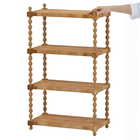 Kệ chữ nhật 4 tầng gỗ với trụ chuỗi oval đẹp mắt