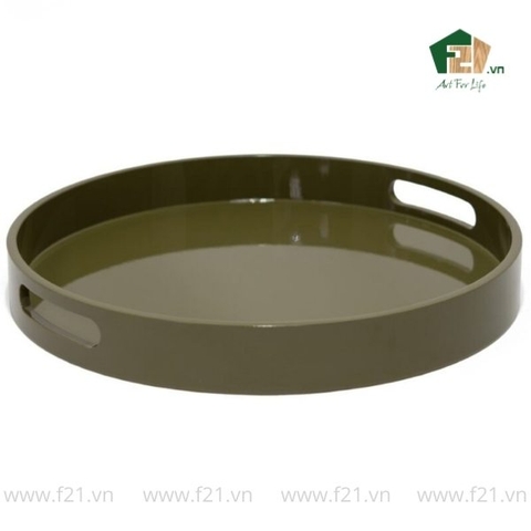 Khay tròn sơn mài có tay cầm