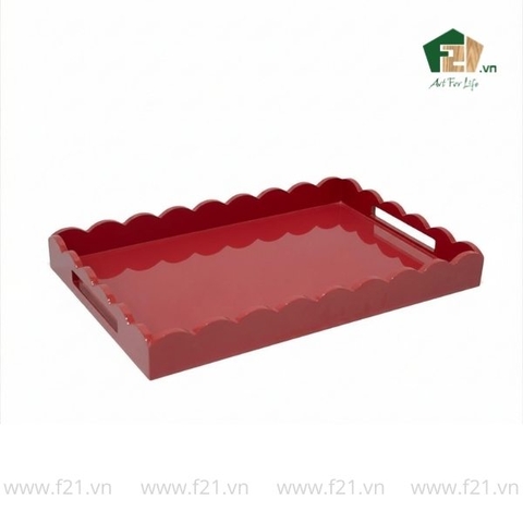 Khay chữ nhật sơn mài viền lượn sóng