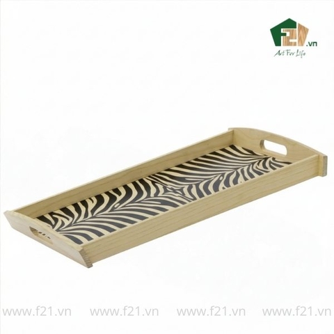 Khay chữ nhật gỗ tự nhiên họa tiết ngựa vằn