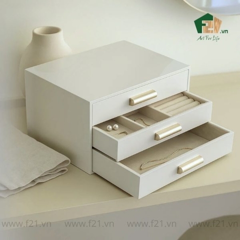 Hộp Trang Sức Sơn Mài Hình Chữ Nhật 3 Tầng