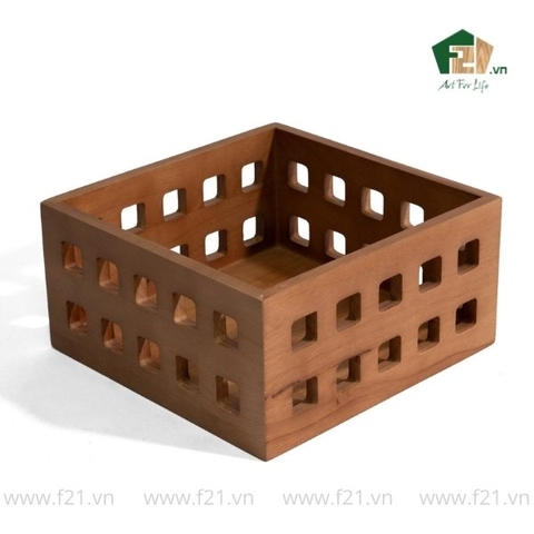 Hộp đựng vuông gỗ cao su vách rãnh