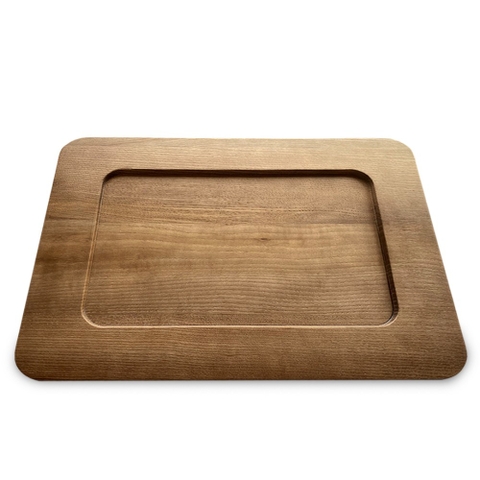 Đĩa Gỗ Tự Nhiên Hình Chữ Nhật Vành Rộng