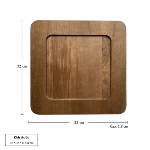 Đĩa Gỗ Tự Nhiên Hình Vuông Vành Rộng