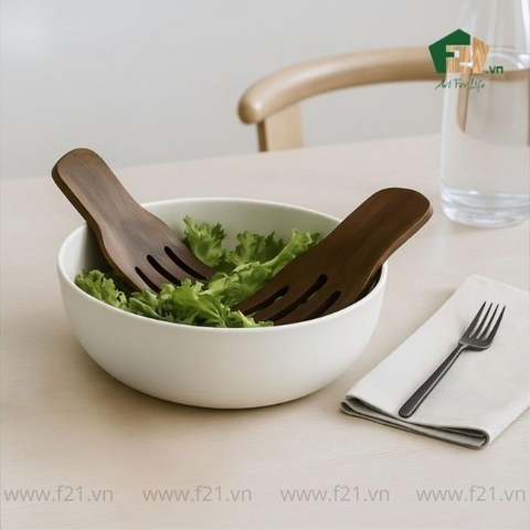 Bộ tay gỗ tự nhiên trộn salad