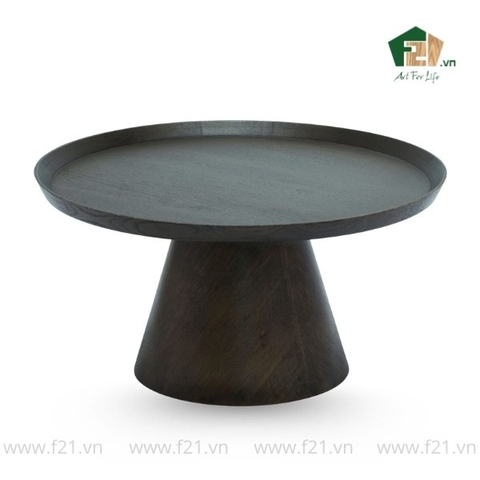 Bàn cà phê gỗ sồi kết hợp với sơn mài mặt khay tròn