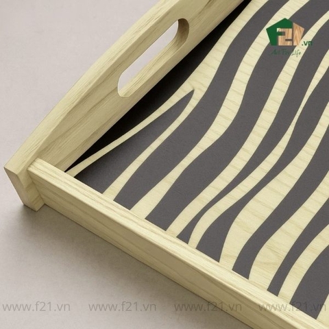 Khay chữ nhật gỗ tự nhiên họa tiết ngựa vằn