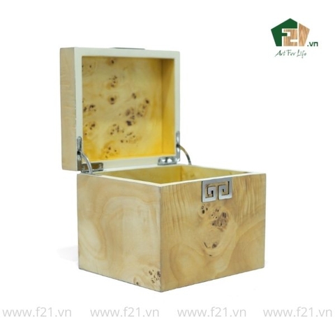 Hộp trang sức vuông vân burl độc đáo
