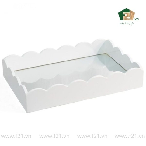 Khay chữ nhật sơn mài mặt gương viền lượn sóng