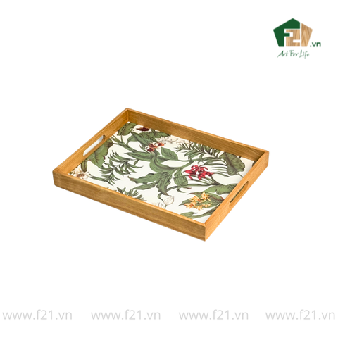 Khay gỗ cao su họa tiết hoa phong lan
