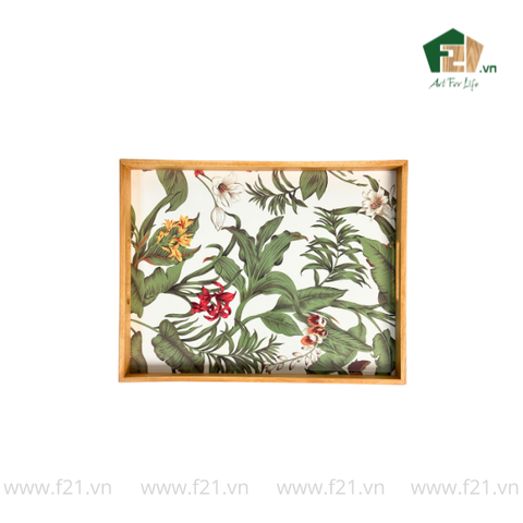 Khay gỗ cao su họa tiết hoa phong lan