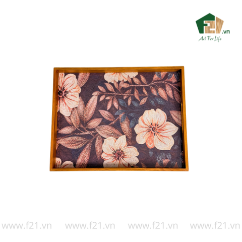 Khay gỗ sồi họa tiết hoa hải quỳ cách điệu nghệ thuật