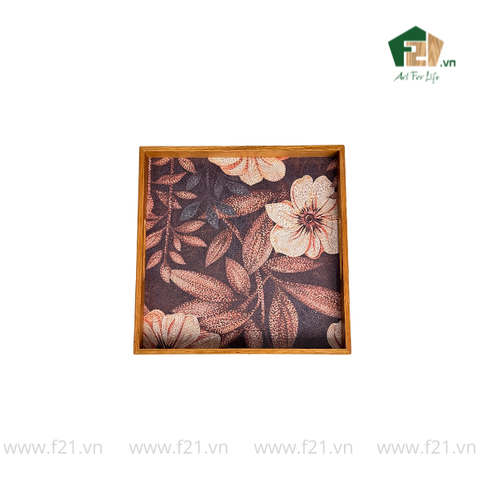 Khay gỗ sồi họa tiết hoa hải quỳ cách điệu nghệ thuật