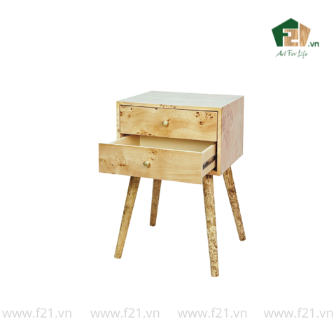 Bàn chữ nhật decor bốn chân vân burl độc đáo